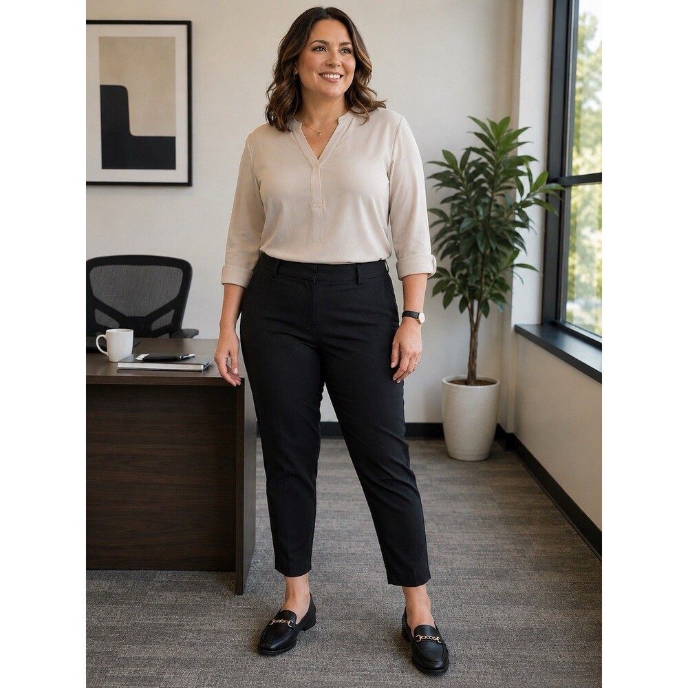 Slim-Sation Black Stretch Pull On Pants Size 20 Pockets Office Casual Comfort